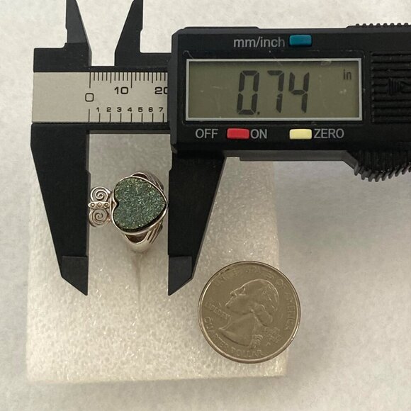 Sterling Silver 925 Ireland JMH Jewelry Claddagh Titanium Druzy Heart Ring 5.75 - Picture 13 of 16